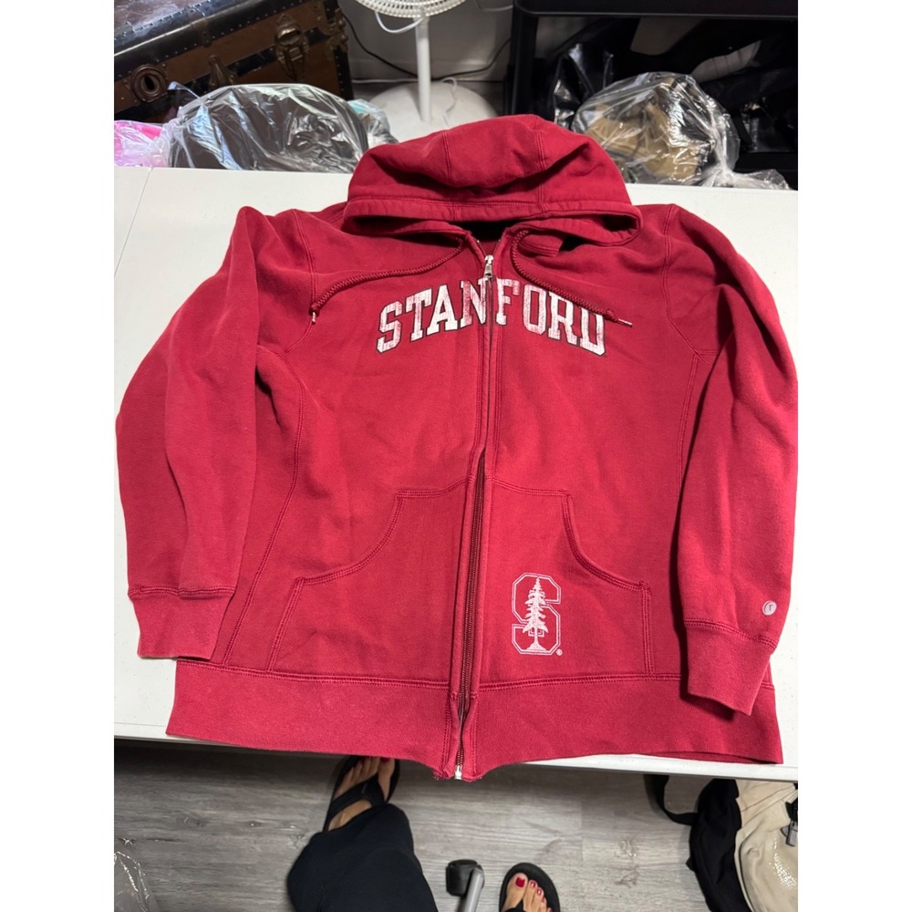 Stanford Cardina Zip Up Hoodie Red College Sweatshirt Women's Size Large b